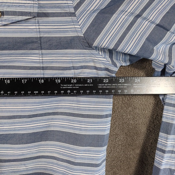 Johnnie-O Mens XL Blue White Striped Long Sleeve Button Down Cotton Shirt - Picture 5 of 8